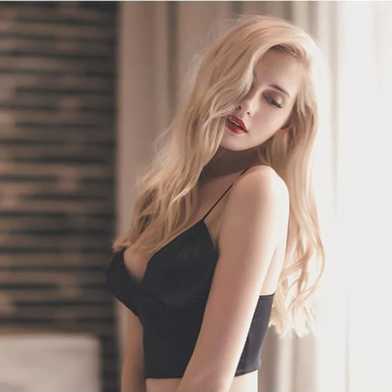 Satin Crop Top mit Polsterung & Spaghettiträgern